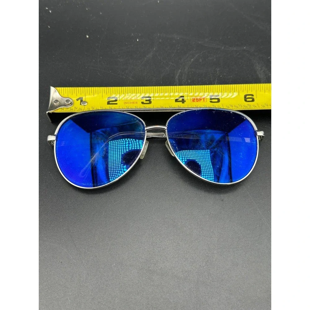 Aldi Batavia Aviator Sunglasses Silver Blue Mirrored Lenses 058 (83)